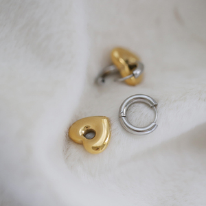Pendientes de Aro de Acero Inoxidable Vintage y Modernos, Diseño de Corazón Grueso, Chapados en Oro de 18K, Regalo de Aniversario para Mujer - Product Image 3