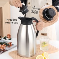 Thermos en acier inoxydable à double paroi isolé sous vide 2L, théière Jigong de style européen, isolation thermique 12-24 heures, pour la maison