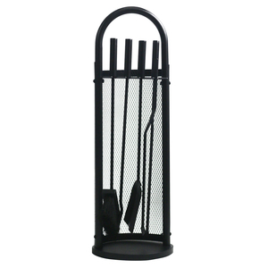 Ensemble d'outils de cheminée en fer forgé <span class=keywords><strong>4</strong></span> pièces, accessoires robustes pour foyer à bois avec support - Product Image 1