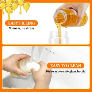 Glass <b>Honey</b> <b>Dispenser</b> Pot No Drip 9 OZ <b>Honey</b> Jar with Handle Syrup <b>Dispenser</b> for Coffee or Tea Ideal for <b>Honey</b> and Syrup Yellow - Product Image 3