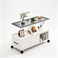 Table d'appoint roulante avec rangement, table mobile, plateau en verre trempé pour usage professionnel