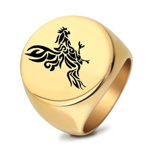 Anillo de Acero Inoxidable con Signo del Zodiaco Gallo, 22MM, Color Dorado, Joyería de Moda para Mujer, Regalo - Product Image 1
