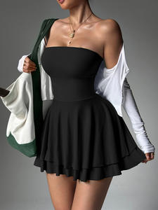 Sexy gepolstertes Tube-Top-Tenniskleid mit rutschfester Innenfutter – atmungsaktiver Stretch <span class=keywords><strong>2</strong></span>-in-1-Yoga-Workout-Rock - Product Image 4