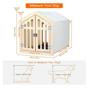 Casa de Madera de Lujo para Perros, Transpirable, con Cubierta Lavable, Cama Moderna de Madera Sólida para Mascotas, Decoración para el Hogar - Product Image 6