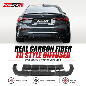 Difusor Trasero Estilo FD de Fibra de Carbono Real para <span class=keywords><strong>BMW</strong></span> Serie 4 G22 G23 430i M440i Coupé Convertible, Parachoques Brillante 2020+ - Product Image 1