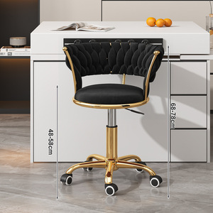 Z High Quality Nail Salon Comfortable Swivel Chair <b>with</b> <b>Wheel</b> Gold-plated Five-legged Base Flannel Salon <b>Stools</b> HT - Product Image 4