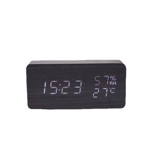 Reloj de Madera Electrónico LED Creativo y Simple con Pantalla Inteligente de Temperatura y Humedad, Luz Nocturna Multifunción Digital - Product Image 4