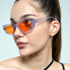 Gafas de Sol Personalizadas de Moda 2022, Color Caramelo Degradado, Azul Naranja, Pequeñas, Estilo Ojo de Gato, para Mujer - Product Image 4