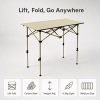 Table de camping pliante à hauteur réglable en acier au carbone, plateau large, structure en X, pour activités de plein air et cuisson - Vente en gros