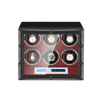 Remontoir de montre mécanique automatique noir en microfibre OEM ODM avec moteur muet intérieur rouge Écran tactile LCD en forme de rectangle