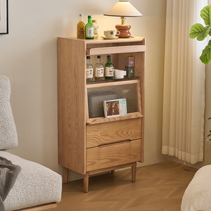 Ash Wood <b>Sideboard</b> 900mm Above <b>Storage</b> Cabinet Nordic Style Living Room Tea Cabinet Multi Functional Design - Product Image 1