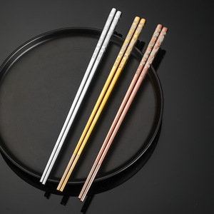 Palillos Redondos de Acero Inoxidable 304 Serie Dragón, Antideslizantes, Metálicos, para Uso Doméstico y como Regalo - Product Image 2