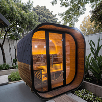 Sauna de Vapor Tradicional para Jardín de Alta Calidad, Sauna de Cedro Rojo Empalmado con Estufa de Leña/Eléctrica