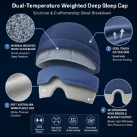 En gros, Bonnet de sommeil lesté en soie 27x23cm, Masque oculaire occultant total, Bandeau coupe-vent pour la sieste au bureau, les voyages et la détente en avion