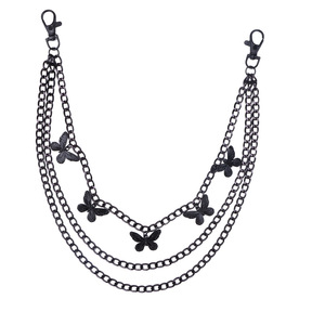 โซ่คาดเอวรูปผีเสื้อ สีเข้ม หลายชั้น โลหะผสมสังกะสี แฟชั่นฮาโลวีน โซ่ประดับร่างกาย สไตล์สตรีท Y2K - Product Image 5