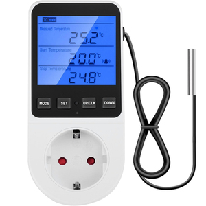Controlador de Temperatura Digital, <span class=keywords><strong>Termostato</strong></span> <span class=keywords><strong>con</strong></span> <span class=keywords><strong>Enchufe</strong></span> EU/UK 220V, Interruptor <span class=keywords><strong>Temporizador</strong></span>, Calefacción y Refrigeración para Refrigerador y Acuicultura - Product Image 1