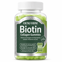 Gummies de biotine et collagène à faible teneur en sucre pour la santé des cheveux, de la peau et des ongles, multivitamines, chlorophylle, zinc, bonbons gélifiés, OEM ODM, vente en gros, 60 unités