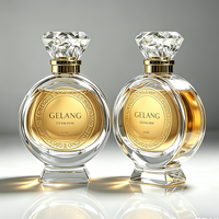 Flacon de parfum de luxe unique, rond, 80 ml, vente en gros, flacons de parfum en verre transparents, flacons de parfum vides de luxe avec couvercles