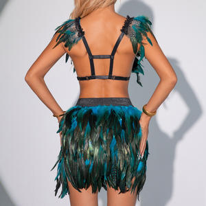 WOWEI Wild Sexy Prom Queen <span class=keywords><strong>Plume</strong></span> Tentation Femmes Sexy Costume séparé Costume de corps Harnais Lingerie Tube - Product Image 5