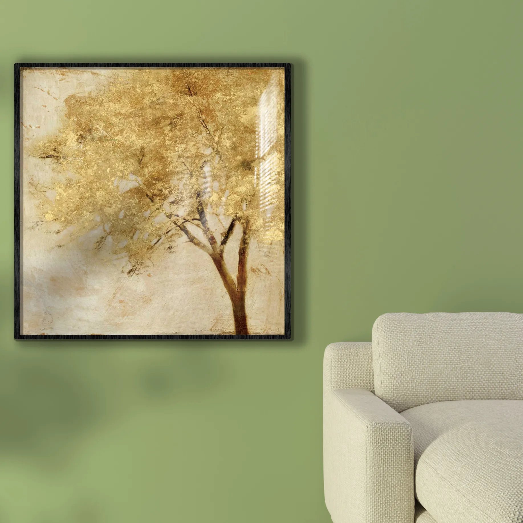 Autumn Gold Tree Living Room Modern Crystal Porcelain Painting Decor Wall Art Painting Home Hotel Decor Wall Paintings