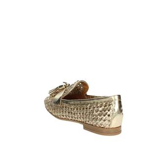 Mocasines de Mujer 95X6, Zapatos Planos de Cuero con Borlas Tejidas Doradas - Product Image 2