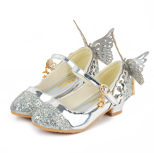 Mùa thu phong cách phương Tây công chúa bơm cho cô gái mềm đế Internet Giày da đỏ 45 trẻ em aisha pha lê cao gót - Product Image 5