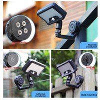 Nouvelle Lampe Solaire à Détecteur de Mouvement 2026 pour Maison, Jardin, Patio, Balcon, Rue, Mur Extérieur, LED 1500mAh Magnétique, 4 Modes, Lumière du Jour 5000K