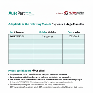 Kit de réparation de vitre avant droite pour Volkswagen Transporter T5-avec pied entier - Product Image 1