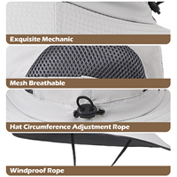 Sombrero de protección solar con ventilador Solar Protector solar Pescador Cubo Visera Sombrero Protección UV Ventilador de litio Proveedor de sombreros
