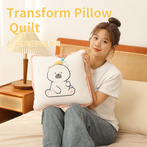 Coussin réversible en peluche avec applique d'animaux mignons pour la maison, couleur marron, gris, blanc - Product Image 2