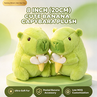 Peluche Capybara Vert Doux de 8 Pouces, Poupée en Peluche Tenant une Banane, Prix pour Machine d'Arcade de Centre Commercial, Vente Directe d'Usine
