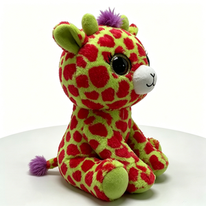 Cute green red spotted <b>giraffe</b> Purple hair big eyes <b>plush</b> Soft stuffed animal toy Green spotted <b>giraffe</b> <b>plush</b> - Product Image 4
