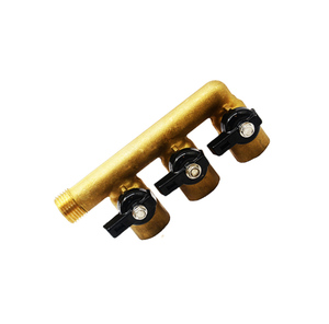 Collecteur en laiton au design français, une entrée et trois sorties, <span class=keywords><strong>2021</strong></span> pouces, avec vanne à bille, livraison gratuite, 1/2 - Product Image 1