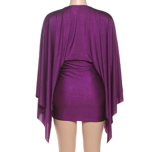 GX25389 <span class=keywords><strong>Abito</strong></span> Elegante da Donna di Alta Qualità, Vestito <span class=keywords><strong>Mini</strong></span> Sexy con Maniche Lunghe a Sbuffo, Elegante <span class=keywords><strong>Abito</strong></span> da Festa <span class=keywords><strong>Viola</strong></span> Unico - Product Image 4