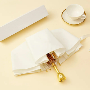 <span class=keywords><strong>Parapluie</strong></span> manuel pliable en 3 sections de qualité supérieure avec poignée en forme de rose, design personnalisé, protection solaire et pluie - Product Image 2