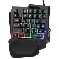 Keyboard Gaming Mini Mekanik Tahan Air Profesional dengan Lampu Latar RGB Desain Satu Tangan Berkabel USB untuk Permainan Desktop dan Seluler.