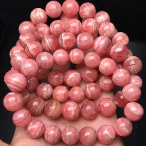 Günstigste natürliche rote Argentinien Rhodochrosit Stein runde Perlen Frauen Armband Großhandel Mode Kristalls chmuck