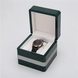 定制标志豪华绿色木质手表盒礼品包装木质表壳带厂家批发价格