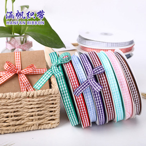 한판 재활용 체크 무늬 리본 엠보싱 디자인 DIY 리본 케이크 꽃 장식 블랙 화이트 컬러풀 - Product Image 2