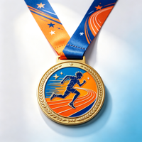 Médaille sportive personnalisée en alliage de zinc, médaille de récompense en métal 3D en relief, trophée de course de marathon moulé sous pression avec ruban, vente en gros OEM