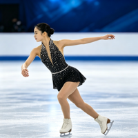 Robe de patinage artistique noire à col licou et décolleté en V profond, entièrement ornée de strass, avec jupe à dos ouvert ajouré, pour enfants, en Spandex/Nylon, pour compétition et spectacle sur glace