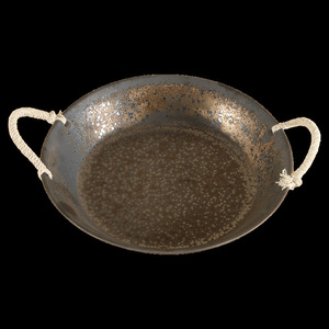 <b>Ceramic</b> Serving <b>Plate</b> Round Handmade Crackle Glaze Retro Design With Rope Handles For Party Or Home Use - Product Image 2
