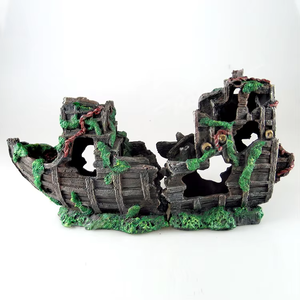 Ornamento naufragio per acquario di plastica relitto di barca e acquario decorazione per la decorazione del serbatoio di Saig - Product Image 4