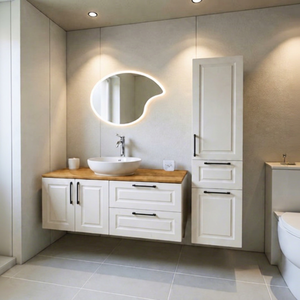 Modern Hotel Project Bathroom Furniture Set Wall Hung <b>Vanity</b> Unit Ceramic Basin <b>LED</b> Display Screen Included Custom Size - Product Image 1