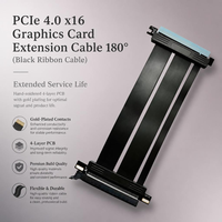 Kabel Riser PCIe 4.0 X16 180 Derajat Ekstensi Kartu Grafis Pita Hitam PCB 4-Lapisan Berlapis Emas untuk Server GPU