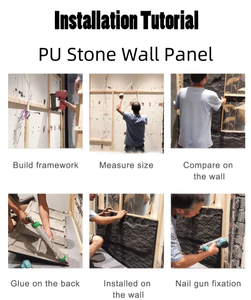 แผงหินชนวนหินวัฒนธรรมทำจากอิฐเทียม PU สำหรับตกแต่งผนังภายในกระเบื้อง3D ดูภายนอกแผงผนัง - Product Image 6