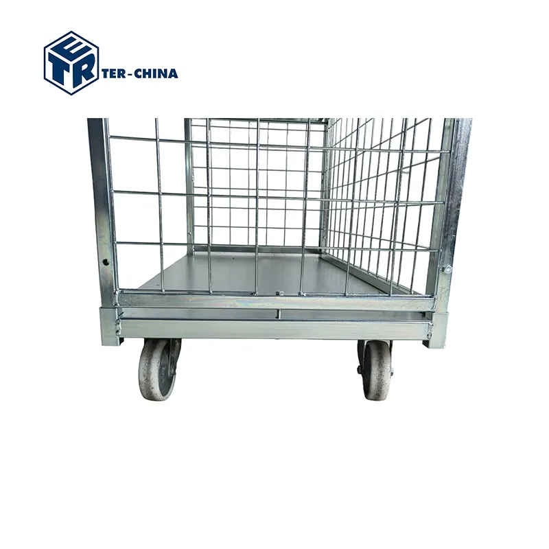 1200x600xh1865 gabbie di stoccaggio in metallo zincato con ruote carrello carrello a gabbia pallet carrello