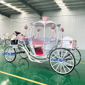 Carruaje de Caballos Cenicienta Calabaza, Carro Eléctrico Blanco de Alta Calidad, Carruajes de Boda, Carruaje de Caballos Calabaza - Product Image 4