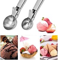 Alat Dapur Sendok Es Krim Stainless Steel dengan Gagang Nyaman Alat Es Krim dengan Pemicu Sendok Bakso