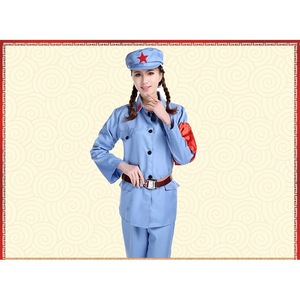 Costume de scène pour adultes de l'Armée de la 8ème Route, en coton vert et bleu clair, unisexe, pour hommes et femmes - Product Image 2